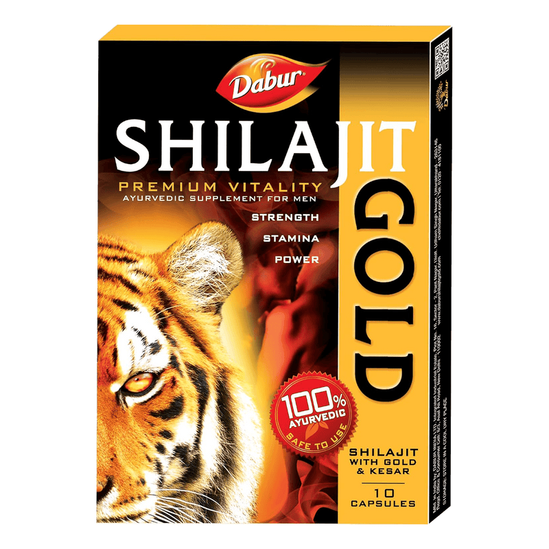 Dabur Shilajit Gold Capsules | 100% Ayurvedic | Strength , Stamina and Power | For Men - 10 Capsules