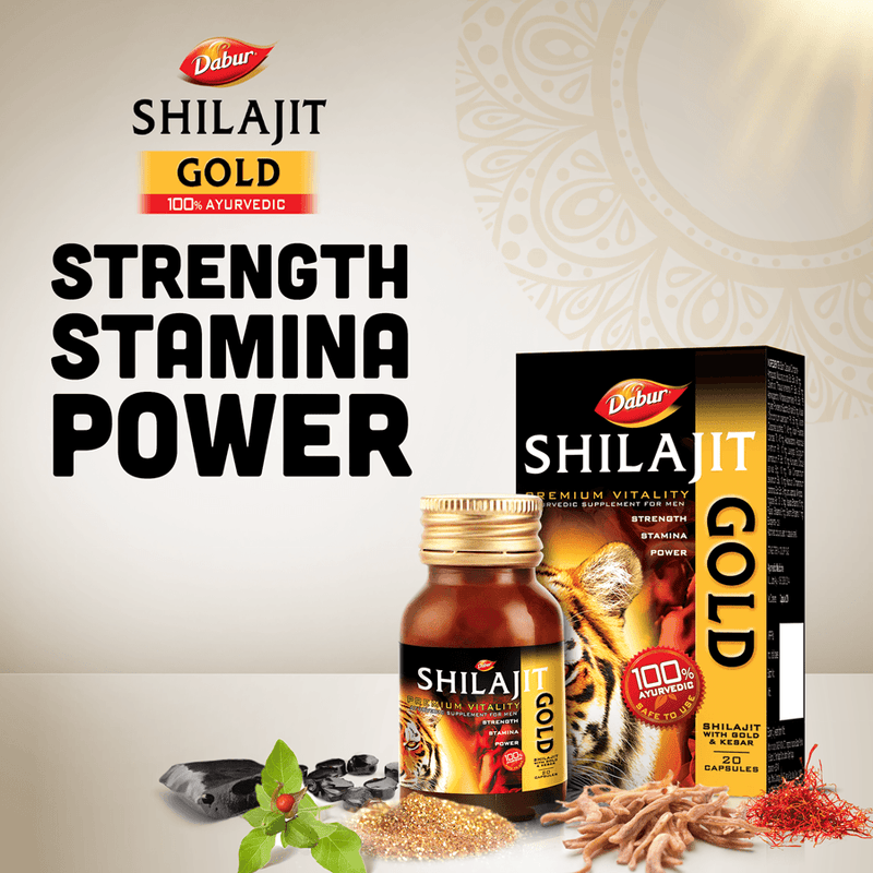 Dabur Shilajit Gold Capsules | 100% Ayurvedic | Strength , Stamina and Power | For Men - 10 Capsules image 2