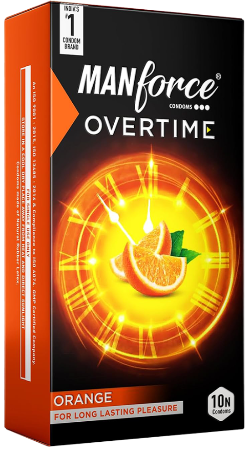 Manforce Overtime Orange Condom | 10 Piece Pack Condom