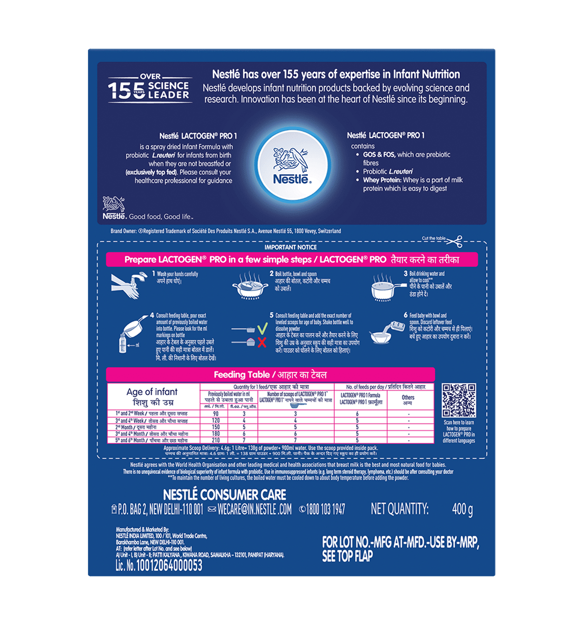 Nestle Lactogen Pro 1 Powder, Infant Formula Up To 6 Months With Probiotic And Prebiotics, Bag-In-Box image 2